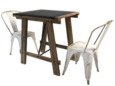 Mesa Table and Tolix Chairs 3D model
