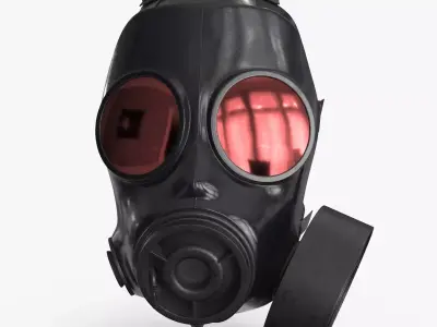 Gas Mask Red Mirrored Low-poly 3D model
