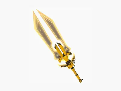 SciFi War Spear A08 Yellow - Character Design Fashion Low-poly 3D model