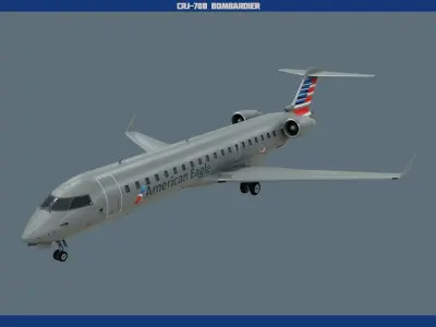 CRJ700 American Eagle Low-poly 3D model