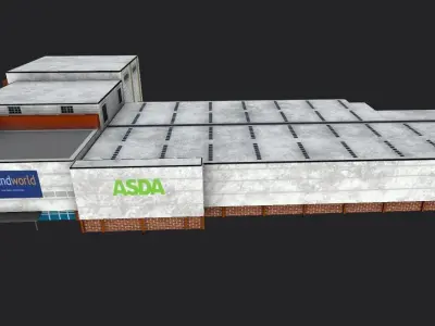 Megamarket industrial building Low-poly 3D model