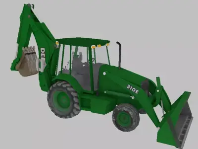 Farm Tractor Deere 310E 3D lowpoly model Low-poly 3D model