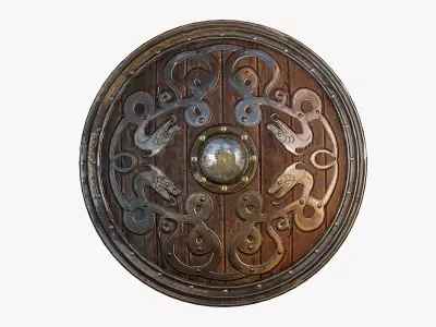 Viking shield Low-poly 3D model 17