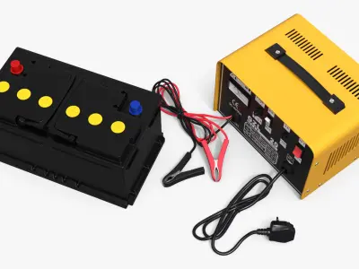 Automotive Battery with Portable Charging Unit 3D model