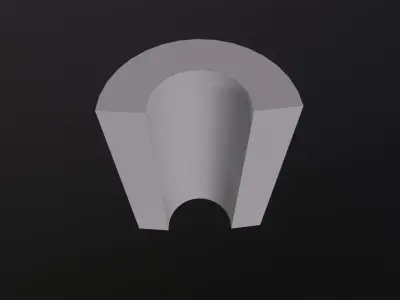 A Hollowed Circle Half Cylinder 3D Model Low-poly 3D model