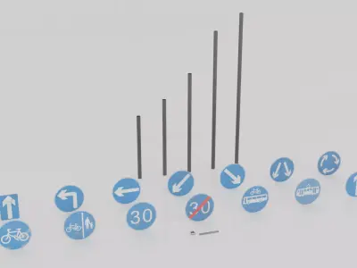 UK Traffic Signs - Positive Instruction Signs Low-poly 3D model