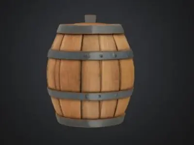  Wooden Barrel 3D Model Game Ready VR AR Prop for Animations Low-poly 3D model