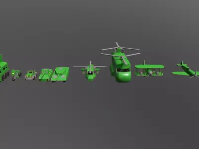 Wooden Toys Vehicle Pack Low-poly 3D model