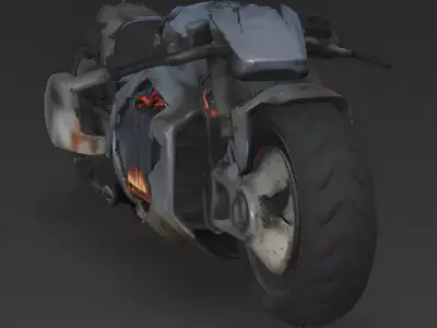 Realistic Wrecked Future Electric Motorcycle 3D Model Low-poly 3D model