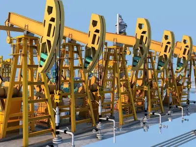 Oil Pumpjack  Nodding Donkeys Low-poly 3D model