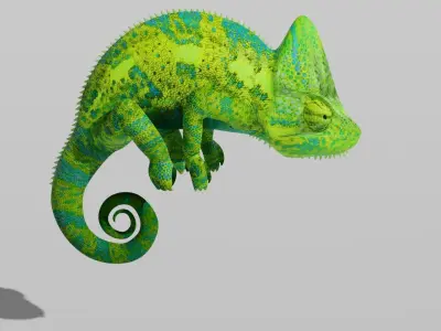 Green Chameleon Low-poly 3D model