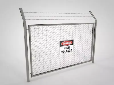 Steel Fence Low-poly 3D model