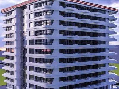 V Design Hotel with interior Plan 3D model