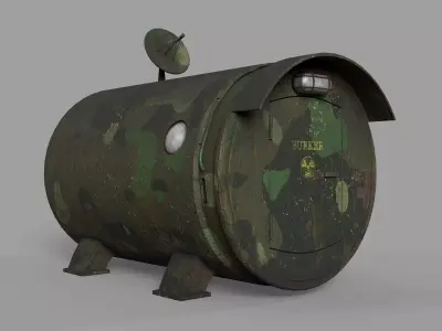 Old tank-bunker Low-poly 3D model