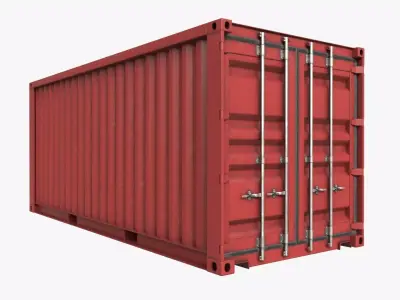 Shipping Container Dry 20-foot Red Dirty 3D model