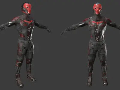 Red Head Soldier PBR Gameready character Low-poly 3D model