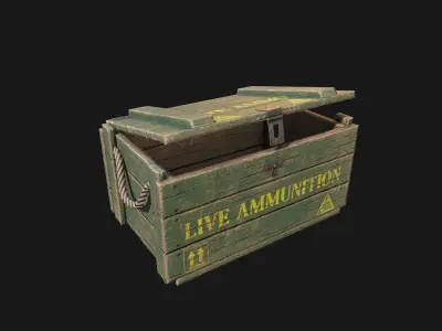 Low Poly PBR Wooden Military Crate 3 Low-poly 3D model