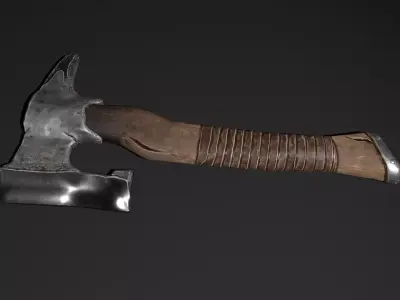 Medieval battle axe Low-poly 3D model get
