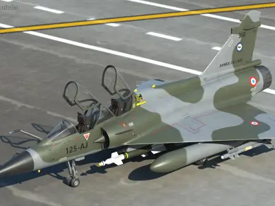 Dassault Mirage 2000N Tactical Bomber Camouflage with Armament Rigged for Maya 3D model