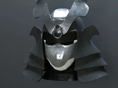 Samurai Helmet Low-poly 3D model