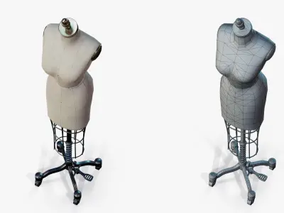 Mannequin Vintage on Wheels Low-poly 3D model