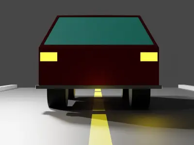 Low Poly car driving on road 3D model