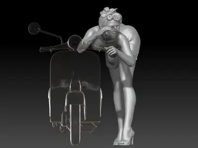PIN UP and vespa girl 4 3D print model
