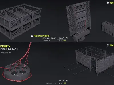 TECHNO PROP sci-fi KITBASH PACK 3D model