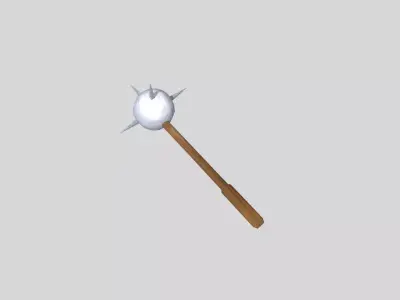 low poly mace 1 wooden scythe Low-poly 3D model