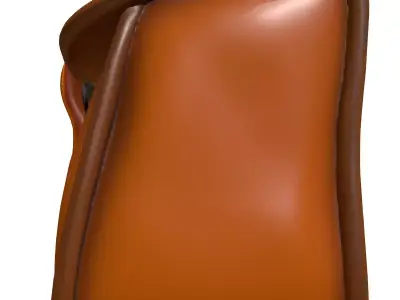 Vintage Brown Leather Pouch Bag Low-poly 3D model
