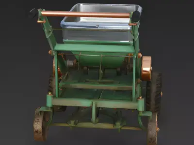 Realistic Spring Seeding Machine 3D Model Low-poly 3D model
