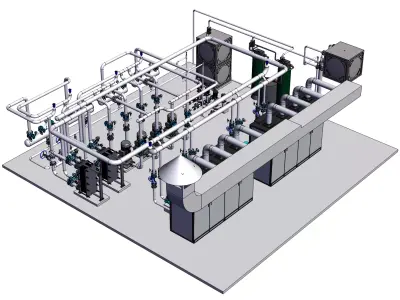 Boiler Room  Gas-fired Boiler Heating System 3D model