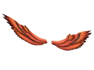Fantasy Red Wing Low-poly 3D model