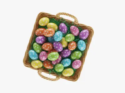Easter Eggs Basket 02 3D model