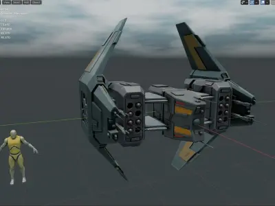 Sci-Fi Type-C Combat Drone Low-poly 3D model