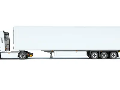 Truck with Refrigerator Trailer 3D model purchase