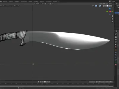 Damascus Hunting Machete Low-poly 3D model