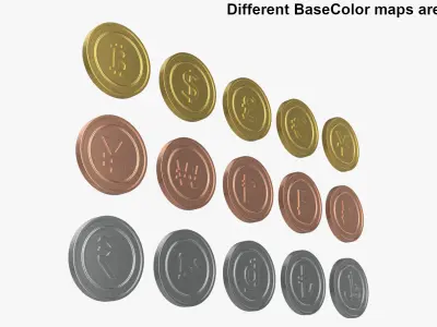 Currency Symbols Coins Collection 3D model
