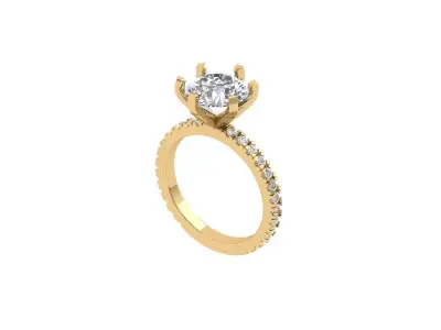 Solitaire Engagement Ring 3D print model 92