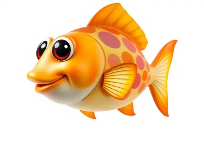 Cartoon Goldfish Model Pack with Vibrant Colors Low-poly 3D model