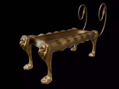 Pure Golden Lion Libation Table for Egyptian Offering  3D model