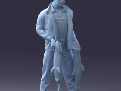 000203 Fisherman Holding Big Fish 1102 3D model