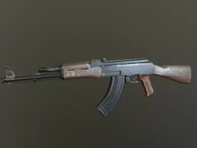 AK 47 Rifle Low-poly 3D model