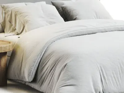 West Elm Flanged Edge Upholstered Bed 3D model purchase