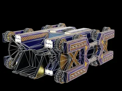 Desert retro-futurism bulldozer Low-poly 3D model