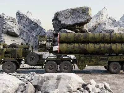 S400 Air Defense Missile System  Realistic 3D Model  Game Ready 3D model