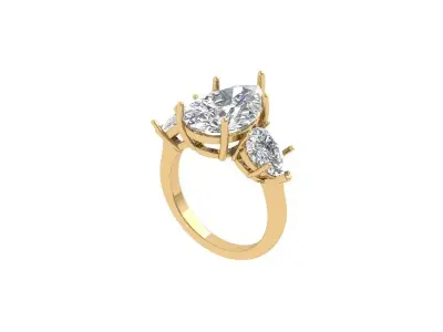 Pear 3 Stone Bridal Ring 3D print model