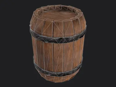 Wooden barrel Low-poly 3D model purchase