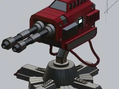 sci-fi turret low-poly Low-poly 3D model