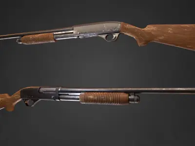 Shotgun Remington Model 31 in 3 types Free low-poly 3D model